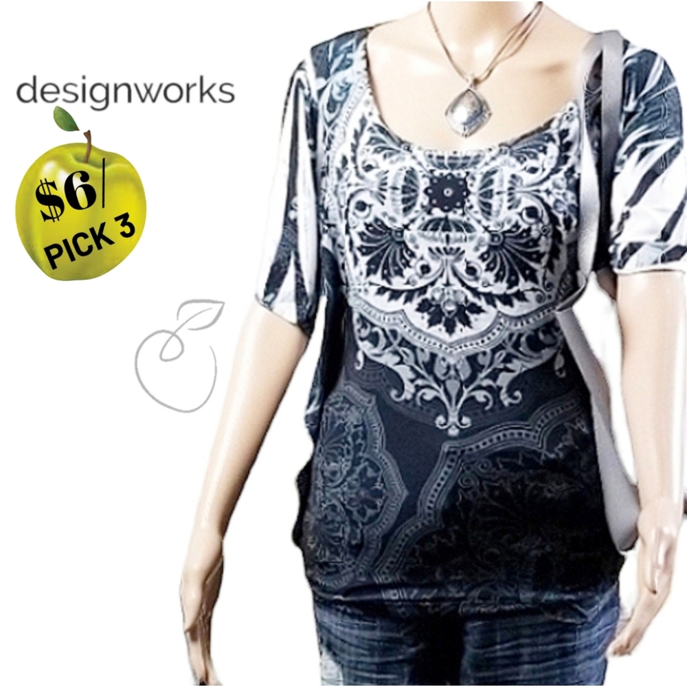 DESIGN WORKS BUTTERFLY SLEEVE TUNIC